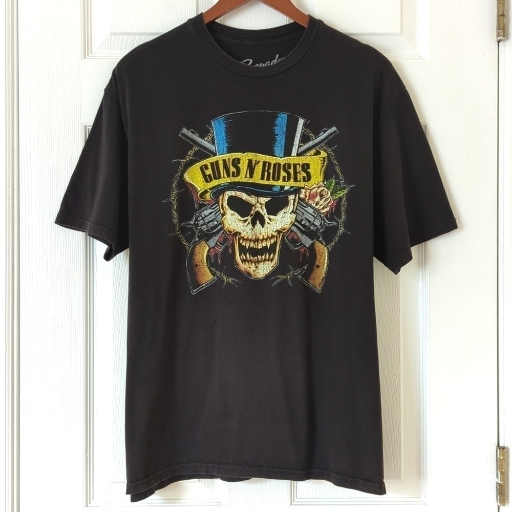 Guns N' Roses Skull Logo Graphic Short Sleeve Crewneck Band T-shirt Black XL - Picture 1 of 10